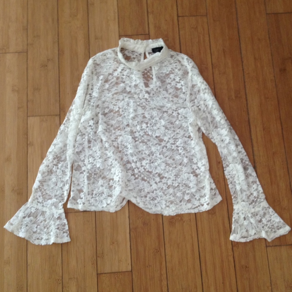 Topshop Long Sleeve Lace Blouse